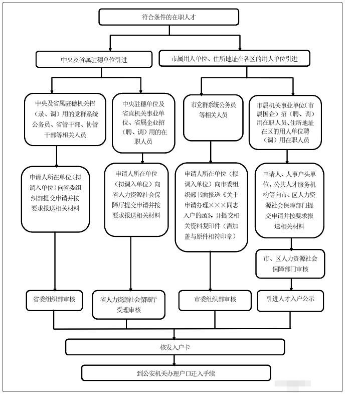 引进在职人才人户流程图
