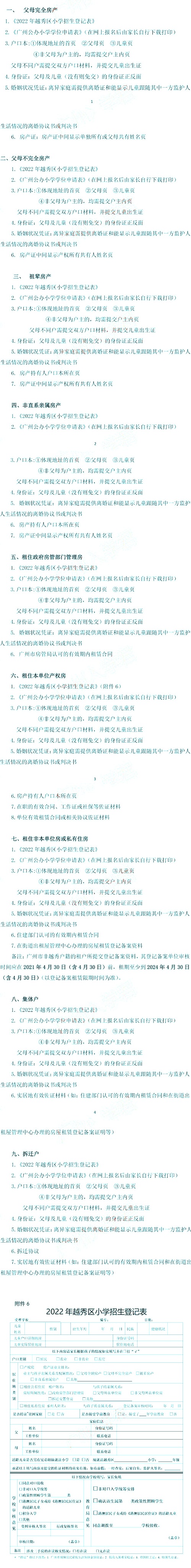 2023广州越秀区积分入学幼升小准备资料参考
