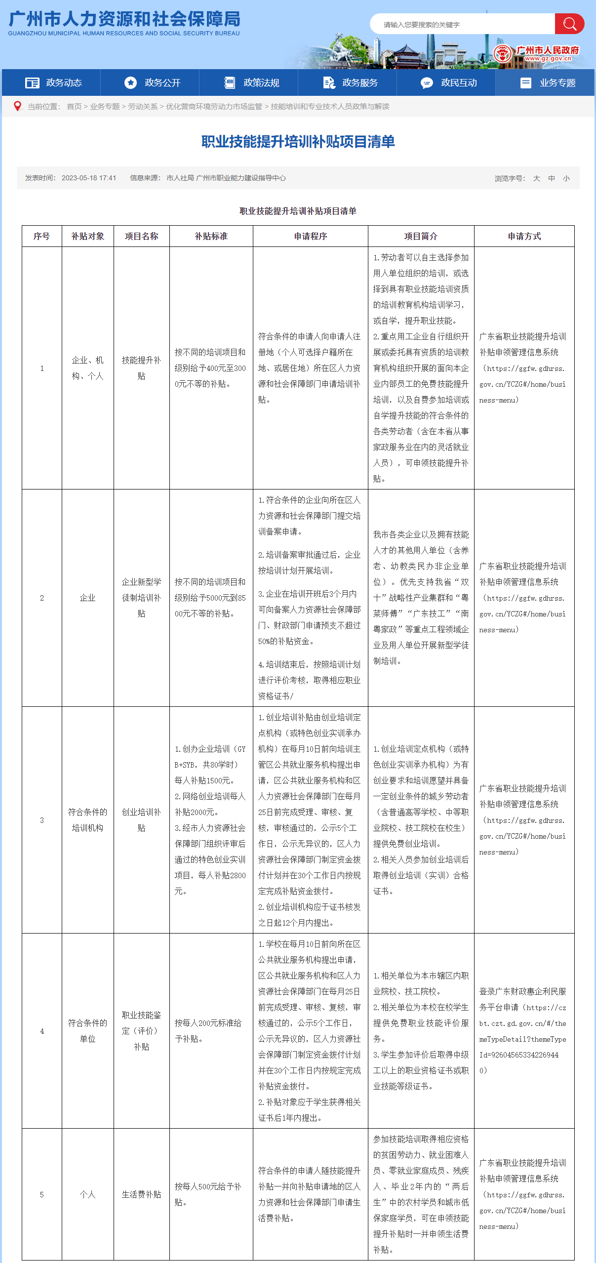 2023年新版《职业技能提升培训补贴项目清单》